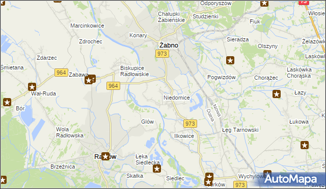 mapa Niedomice, Niedomice na mapie Targeo