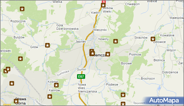mapa Niemcza, Niemcza na mapie Targeo
