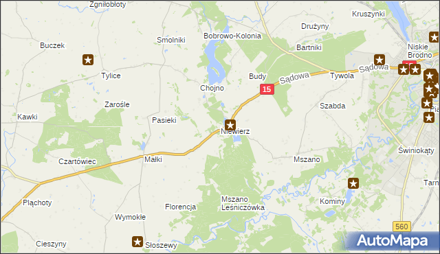 mapa Niewierz gmina Brodnica, Niewierz gmina Brodnica na mapie Targeo