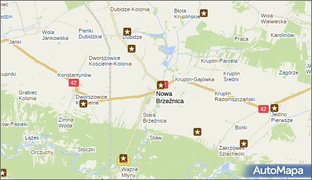 mapa Nowa Brzeźnica, Nowa Brzeźnica na mapie Targeo