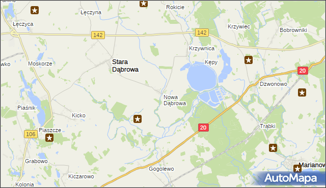 mapa Nowa Dąbrowa gmina Stara Dąbrowa, Nowa Dąbrowa gmina Stara Dąbrowa na mapie Targeo