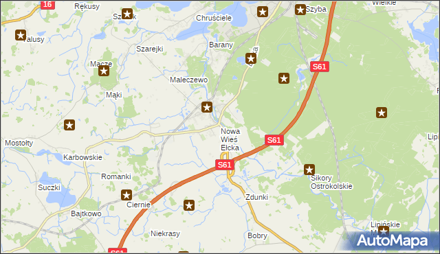 mapa Nowa Wieś Ełcka, Nowa Wieś Ełcka na mapie Targeo