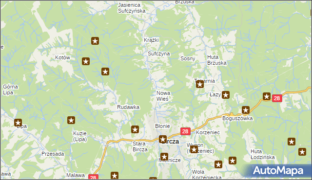 mapa Nowa Wieś gmina Bircza, Nowa Wieś gmina Bircza na mapie Targeo