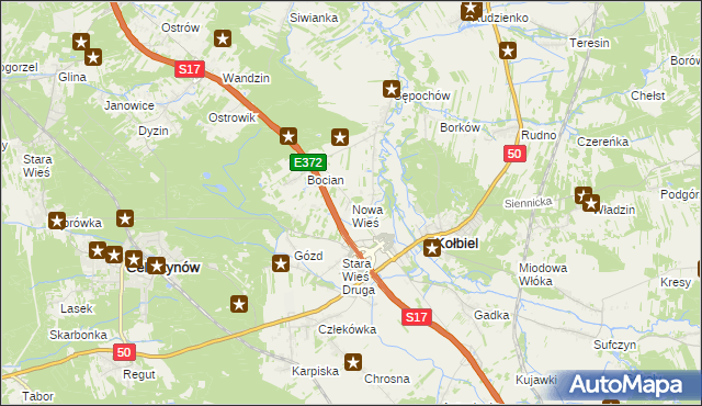 mapa Nowa Wieś gmina Kołbiel, Nowa Wieś gmina Kołbiel na mapie Targeo