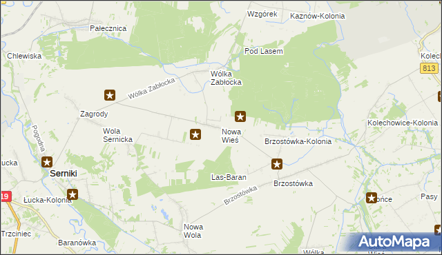 mapa Nowa Wieś gmina Serniki, Nowa Wieś gmina Serniki na mapie Targeo