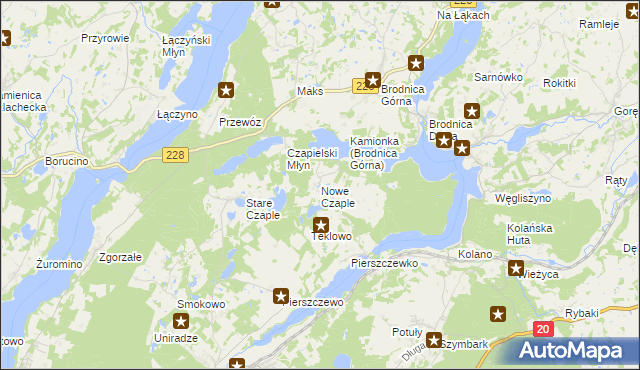 mapa Nowe Czaple gmina Stężyca, Nowe Czaple gmina Stężyca na mapie Targeo