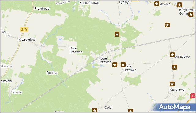 mapa Nowe Drzewce, Nowe Drzewce na mapie Targeo