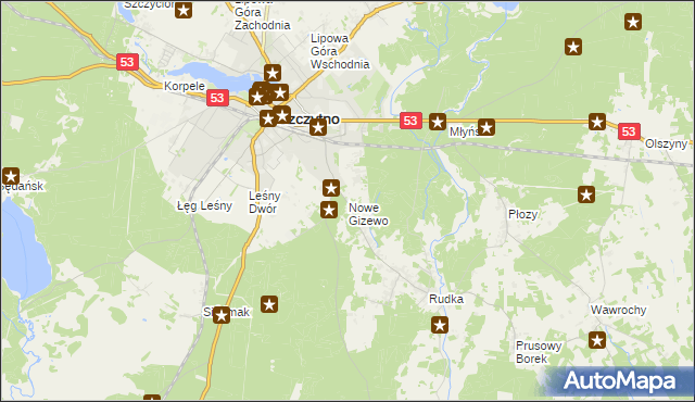 mapa Nowe Gizewo, Nowe Gizewo na mapie Targeo