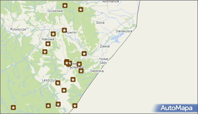 mapa Nowe Sady gmina Fredropol, Nowe Sady gmina Fredropol na mapie Targeo