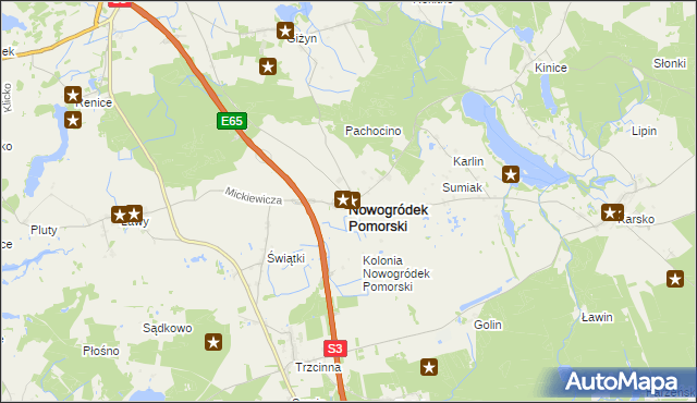 mapa Nowogródek Pomorski, Nowogródek Pomorski na mapie Targeo