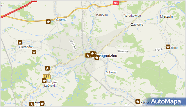 mapa Nowogrodziec, Nowogrodziec na mapie Targeo