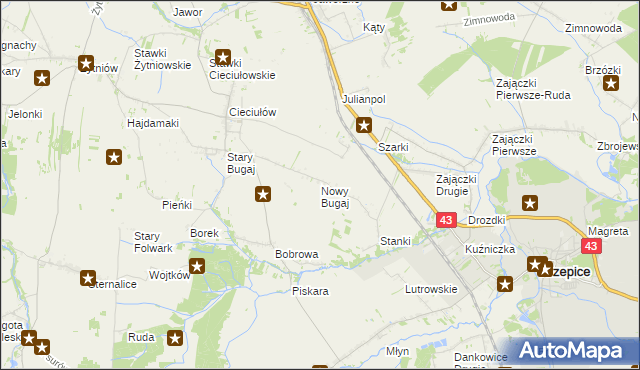 mapa Nowy Bugaj, Nowy Bugaj na mapie Targeo