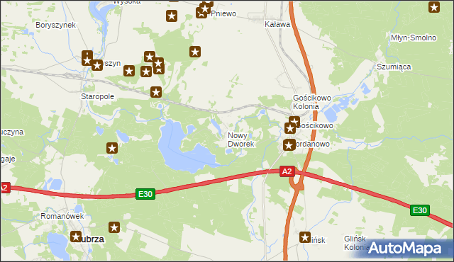 mapa Nowy Dworek gmina Świebodzin, Nowy Dworek gmina Świebodzin na mapie Targeo