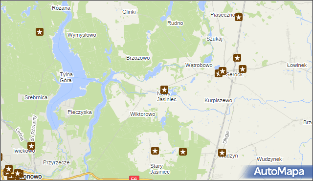 mapa Nowy Jasiniec gmina Koronowo, Nowy Jasiniec gmina Koronowo na mapie Targeo