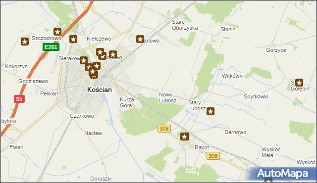 mapa Nowy Lubosz, Nowy Lubosz na mapie Targeo