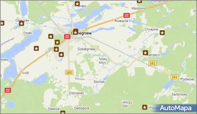 mapa Nowy Młyn gmina Dobiegniew, Nowy Młyn gmina Dobiegniew na mapie Targeo