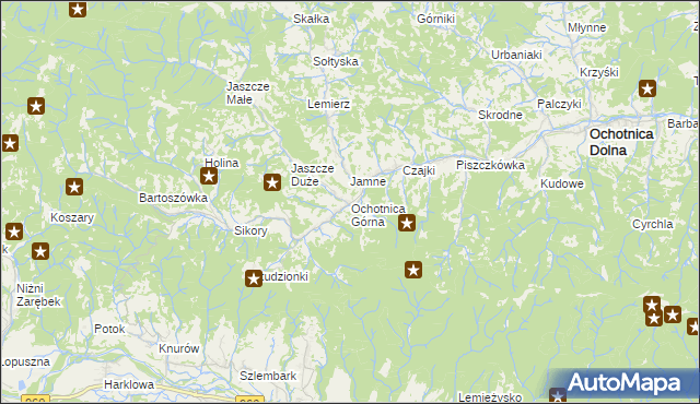 mapa Ochotnica Górna, Ochotnica Górna na mapie Targeo