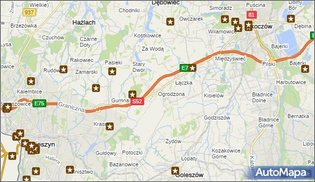 mapa Ogrodzona gmina Dębowiec, Ogrodzona gmina Dębowiec na mapie Targeo