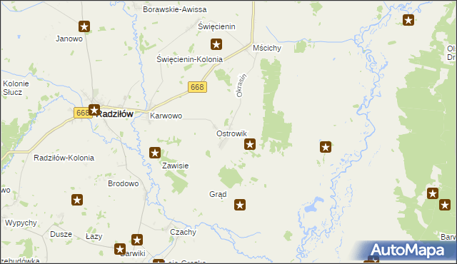 mapa Okrasin gmina Radziłów, Okrasin gmina Radziłów na mapie Targeo