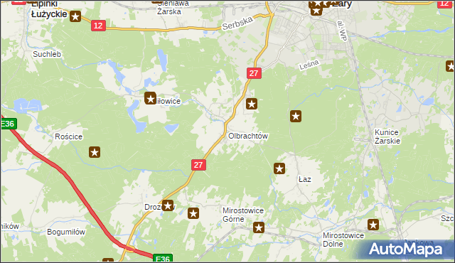 mapa Olbrachtów, Olbrachtów na mapie Targeo