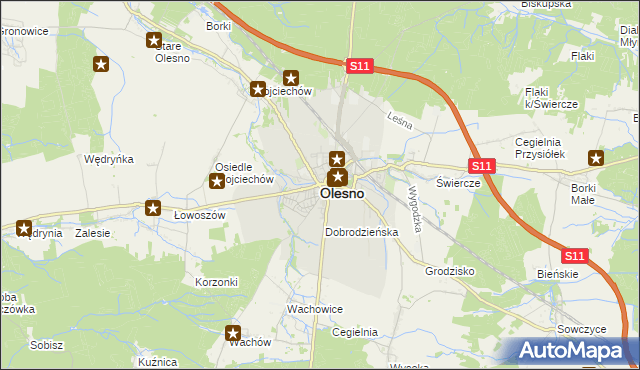 mapa Olesno, Olesno na mapie Targeo
