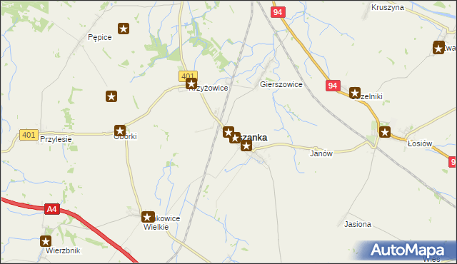 mapa Olszanka powiat brzeski, Olszanka powiat brzeski na mapie Targeo