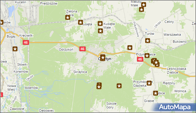 mapa Olsztyn powiat częstochowski, Olsztyn powiat częstochowski na mapie Targeo
