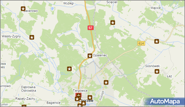 mapa Opaleniec, Opaleniec na mapie Targeo