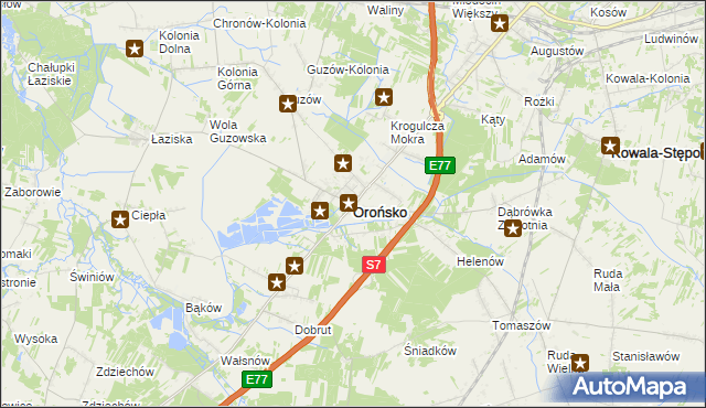 mapa Orońsko, Orońsko na mapie Targeo