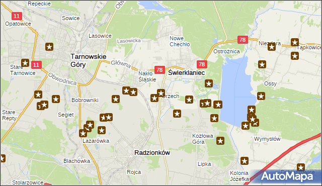 mapa Orzech, Orzech na mapie Targeo
