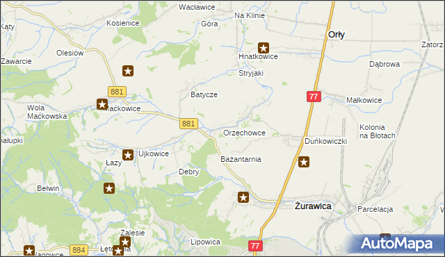 mapa Orzechowce, Orzechowce na mapie Targeo