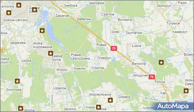 mapa Orzeszyn, Orzeszyn na mapie Targeo