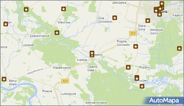 mapa Osetno gmina Góra, Osetno gmina Góra na mapie Targeo