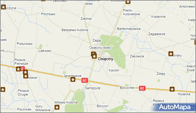 mapa Osięciny, Osięciny na mapie Targeo