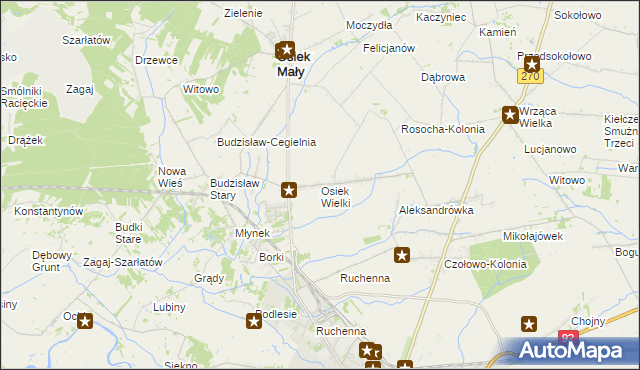 mapa Osiek Wielki gmina Osiek Mały, Osiek Wielki gmina Osiek Mały na mapie Targeo