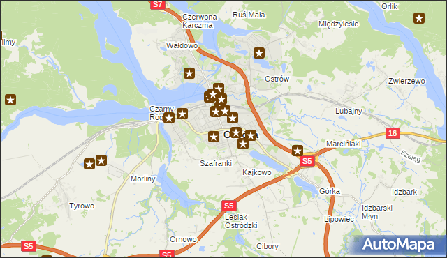 mapa Ostróda, Ostróda na mapie Targeo