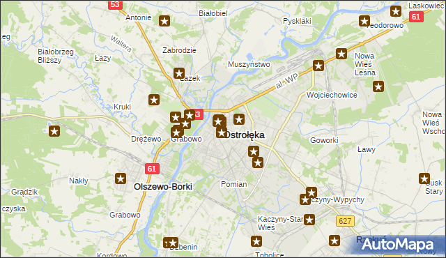 mapa Ostrołęka, Ostrołęka na mapie Targeo