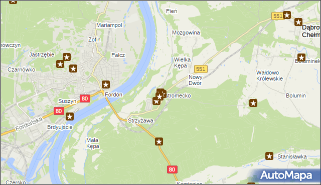 mapa Ostromecko, Ostromecko na mapie Targeo