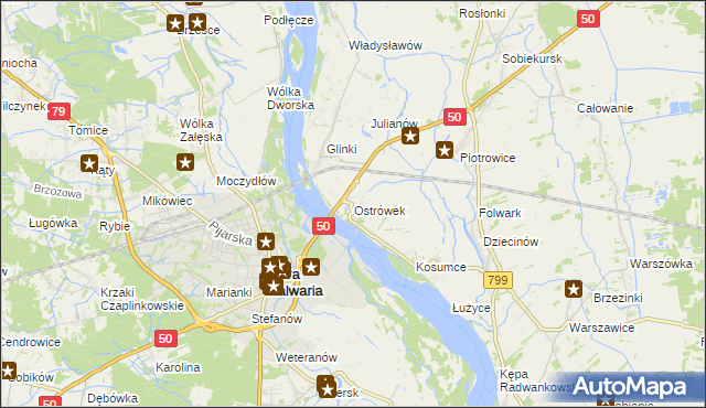 mapa Ostrówek gmina Karczew, Ostrówek gmina Karczew na mapie Targeo