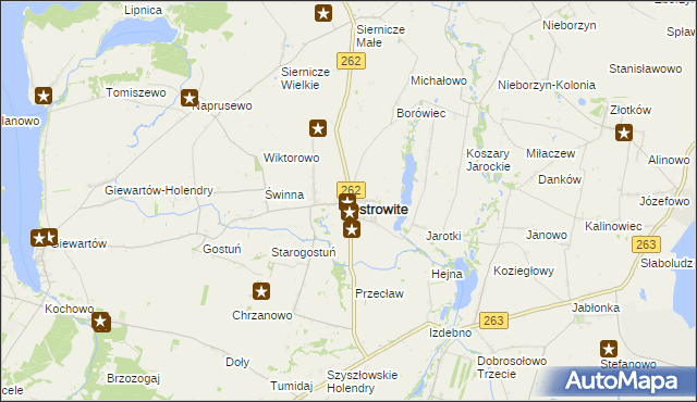 mapa Ostrowite powiat słupecki, Ostrowite powiat słupecki na mapie Targeo