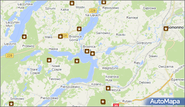 mapa Ostrzyce gmina Somonino, Ostrzyce gmina Somonino na mapie Targeo