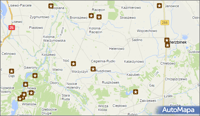mapa Pagórki gmina Wierzbinek, Pagórki gmina Wierzbinek na mapie Targeo