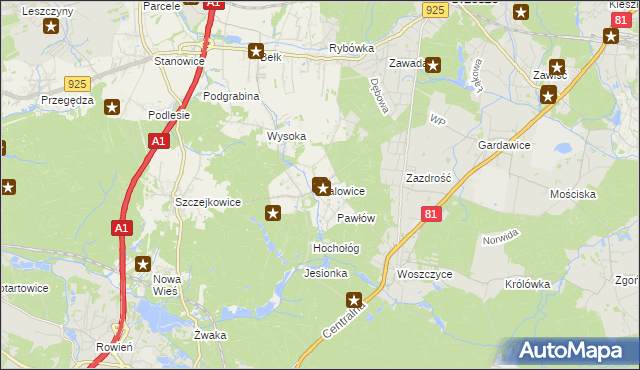 mapa Palowice, Palowice na mapie Targeo