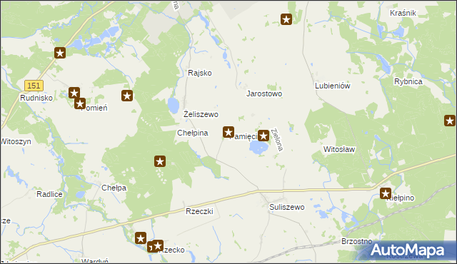 mapa Pamięcin gmina Recz, Pamięcin gmina Recz na mapie Targeo
