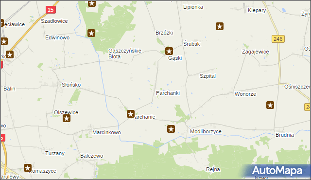 mapa Parchanki, Parchanki na mapie Targeo