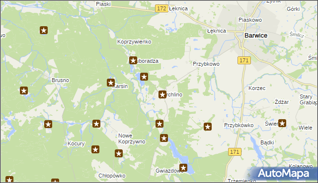 mapa Parchlino, Parchlino na mapie Targeo