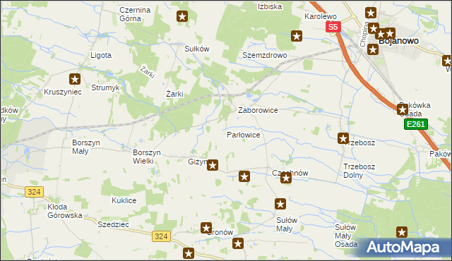 mapa Parłowice, Parłowice na mapie Targeo