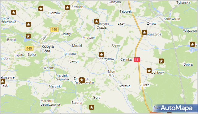 mapa Parzynów, Parzynów na mapie Targeo