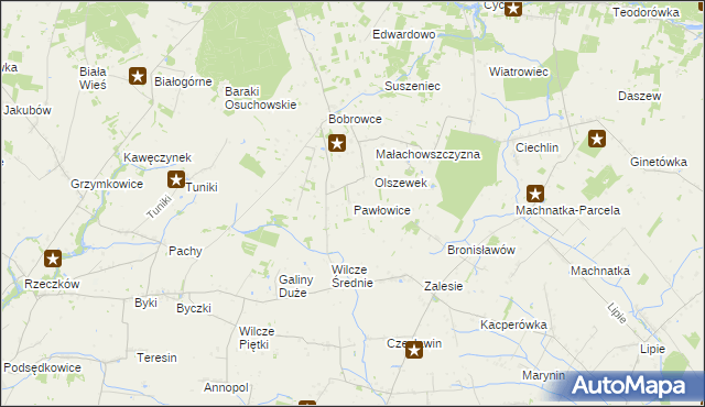 mapa Pawłowice gmina Mszczonów, Pawłowice gmina Mszczonów na mapie Targeo