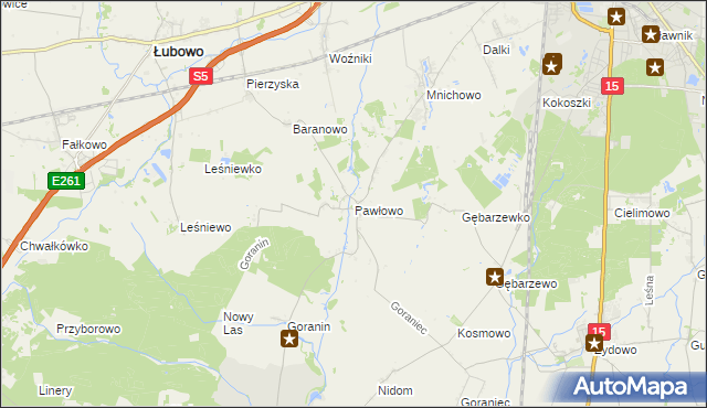 mapa Pawłowo gmina Czerniejewo, Pawłowo gmina Czerniejewo na mapie Targeo